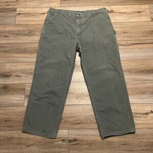 Men's Carhartt Duck Canvas Carpenter Jeans SZ 44x32 Moss Green B11 MOS Dungaree